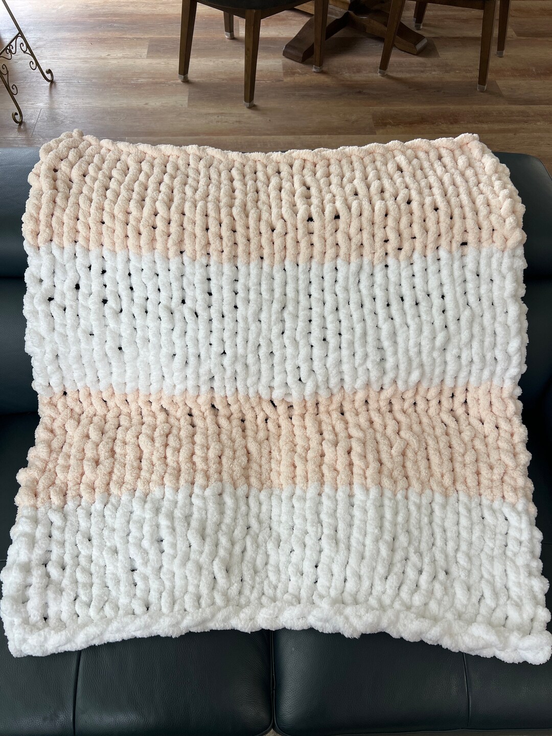 Hand Knit Blanket 40x30 Etsy