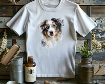 Australian Shepherd Graphic T-Shirt- Unique Aussie Dog Print Tee- Perfect Dog Lover Gift- Stylish Shepherd Dog Design Shirt for Aussie Moms