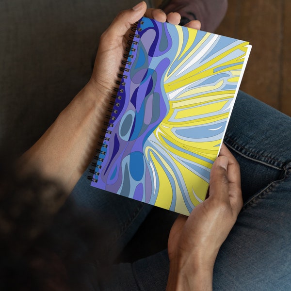Personalized Modern Art Spiral Notebook Sunshine through Storm Clouds Motif