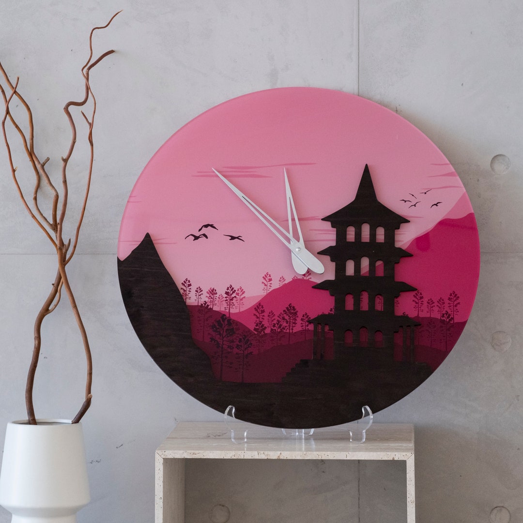 Japanese Wall Clock Fuji Wall Clock Japanese Temple Clock Etsy UK