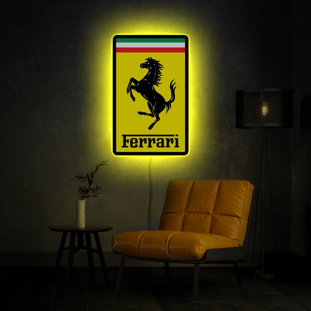 Ferrari Logo Led Sign Ferrari Neon Sign Ferrari Wall Art Etsy UK