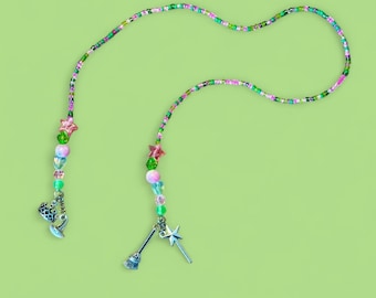 Wicked Gelphie Bookmark Handmade Pink and Green Silver Charms