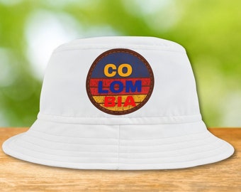 Colombia Retro Bucket Hat, Summer Fisherman Hat, Unisex Travel Sun Hat, Ideal for Outdoor Activities & Festivals Garden and Beach Bucket Hat