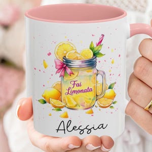 Personalized Floral Accent Coffee Mug, Bright Lemonade Design, Gift for Tea Lovers, Home Decor, Birthday Present, Kitchen Accessory, Summer