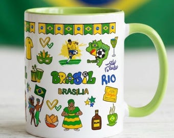 Brazil Coffee Mug, Rio de Janeiro Carnaval Soccer Souvenir Cup