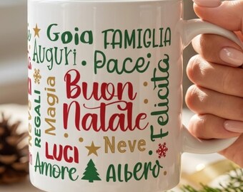 Buon Natale Italian Christmas Mug: 11oz Ceramic Holiday Coffee Cup