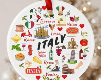 Personalized Italy First Christmas Engaged Ornament - Colorful Acrylic Keepsake for Fiance, Holiday Travel Decor