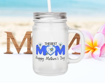 Mom Glass Jar, Mug, Best Mom Mason Mug Jar, Happy Mother's Day Gift, Mother's Day Gift, Jar Mug, Kitchenware Decor Cup Jar, Daily use Cup