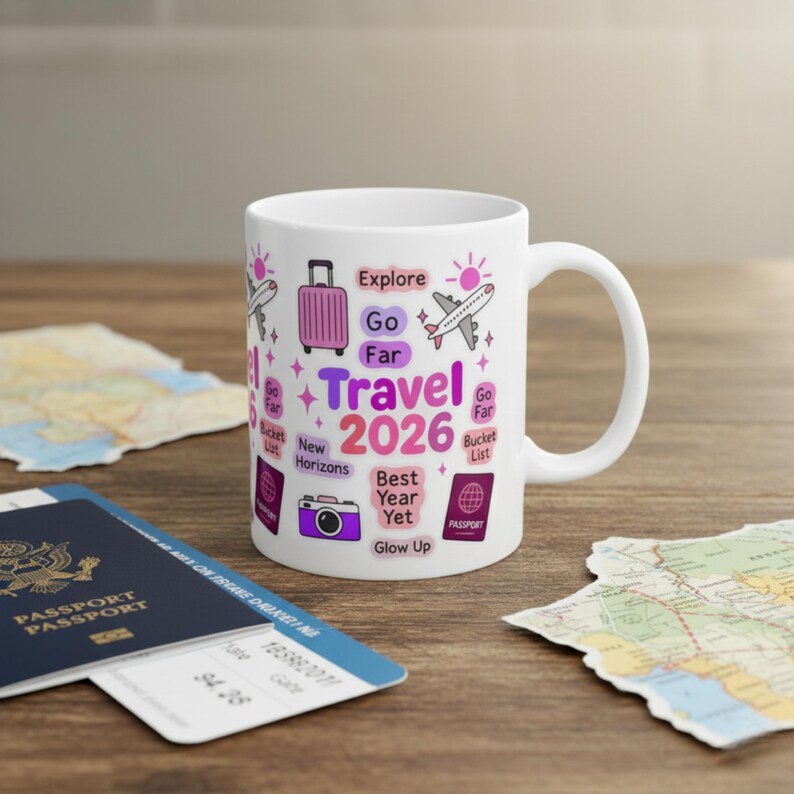 Travel 2026 Mug Pink Wanderlust Gift Etsy Il 8zwk 