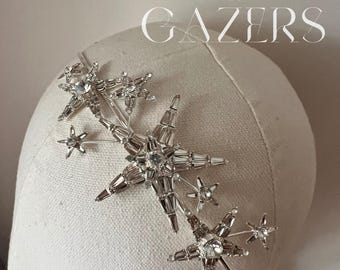 Silver Starburst Crystal Headband 1920s Starburst Crystal Headpiece: Art Deco Flapper Wedding  main image 2