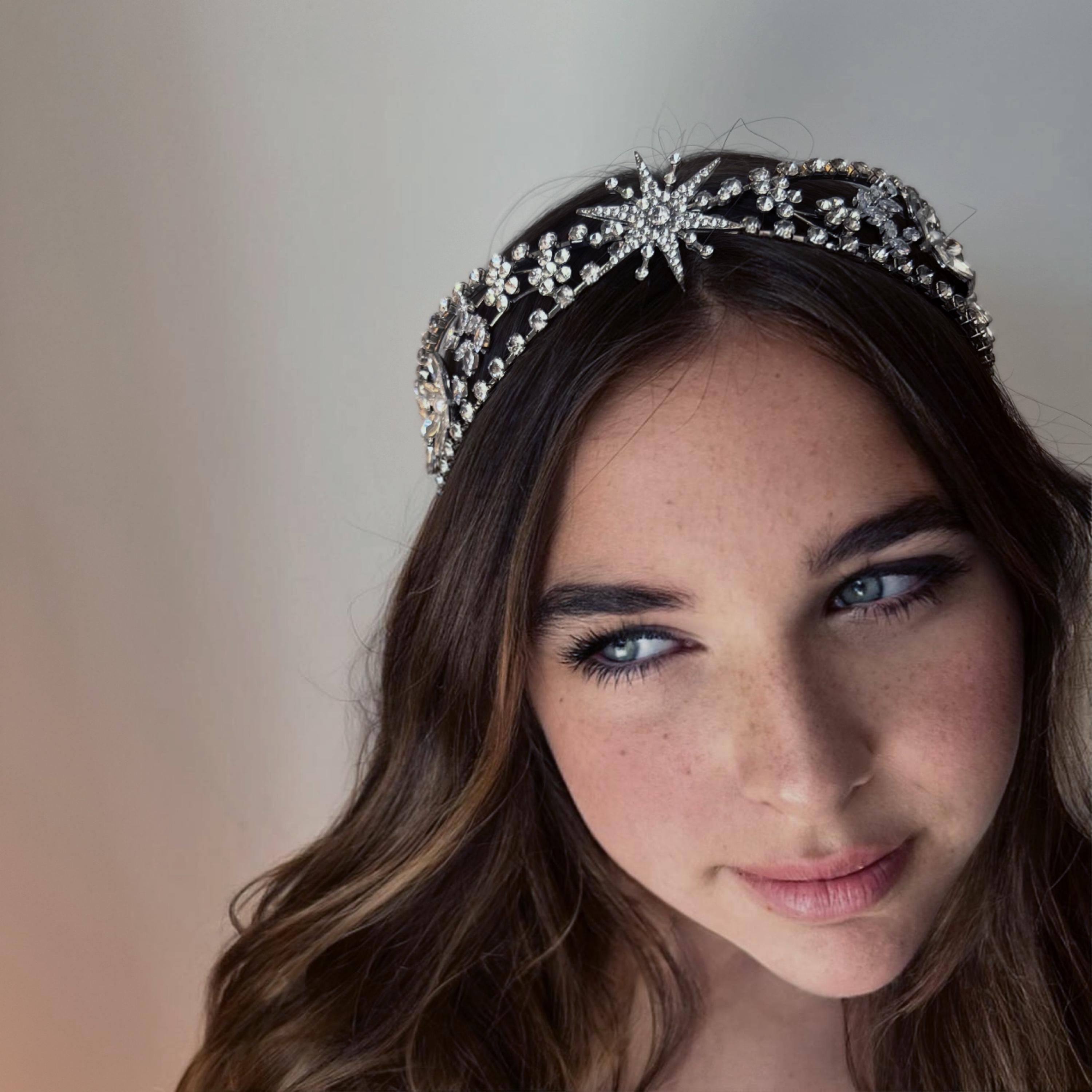 Silver Starburst Crystal Tiara Headband Celestial Bridal Tiara Wedding Tiara STARBURST Tiara | EDEN  main image 3