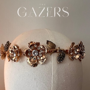 Copper Colour Wedding Tiara Bridal Crown with Crystal Stones,  Flower Wedding Headpiece handmade Accessory {{ MEADOW