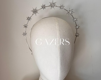 Tiara de halo estelar, diadema de boda celestial o pieza de disfraz celestial