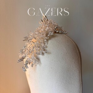 Tiara in Crystal, Winter Goddess Floral Design, Boho Headpiece Halo For Wedding or Festival  {{ Narnia