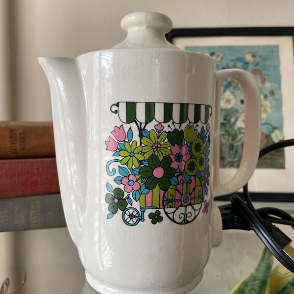 Vintage Flower Cart Electric Kettle