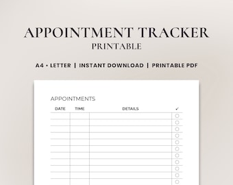 Easy-to-Use Appointment Tracker • Meeting Planner • Simple Appointment Reminder • Schedule Organizer • Appointment Log | Printable PDF