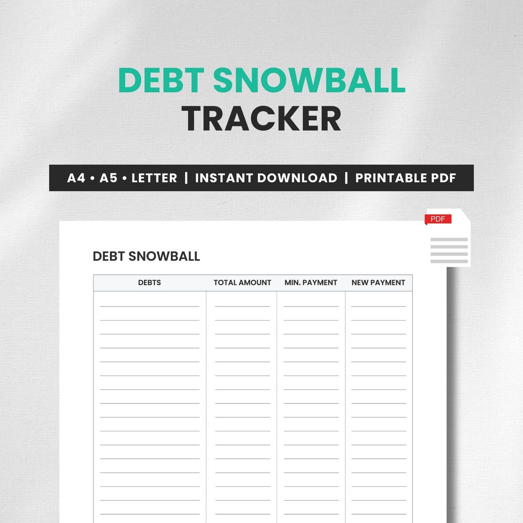 Debt Snowball Tracker Printable Debt Payment Worksheet Debt Payoff ...