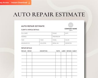 Preventivo personalizzato per riparazione auto, modulo di preventivo per carrozzerie, modulo di preventivo per riparazione marmitte, fattura per riparazione/manodopera/ricambi auto