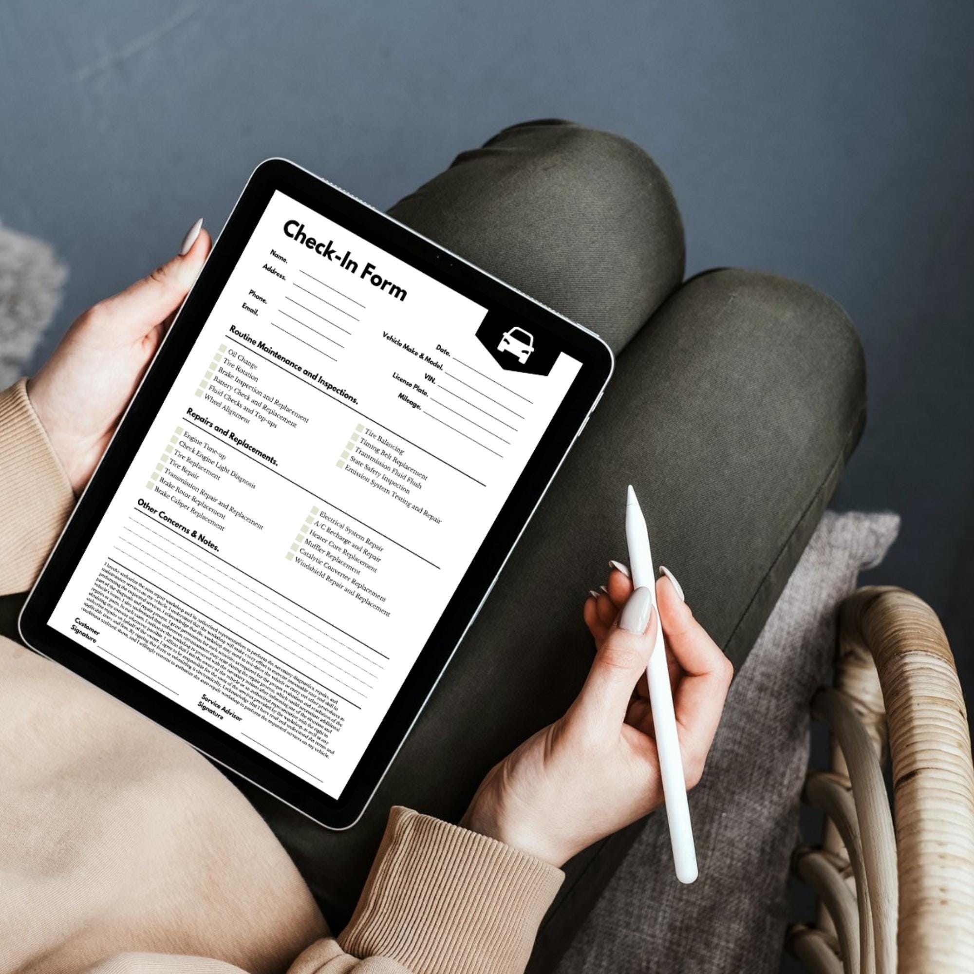 Vehicle Check in Sheet, Auto Repair Intake Form, Customer Check in ...