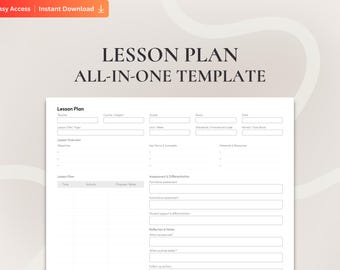 Lesson Plan Template for Teachers, Homeschool & Substitutes, Daily Teaching Plan Template, Teacher Planner Page, Classroom Lesson Outline
