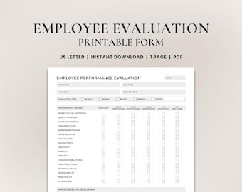 Employee Performance Evaluation Form • Employee Review Template for HR • Performance Review Document • Employee Assessment | Printable PDF