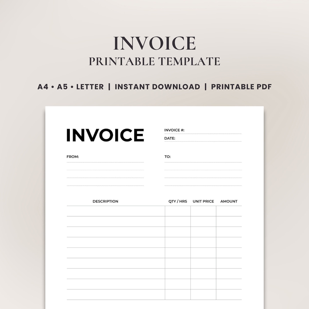 Minimalist Invoice Template • Easy to Use PDF Format for Small ...