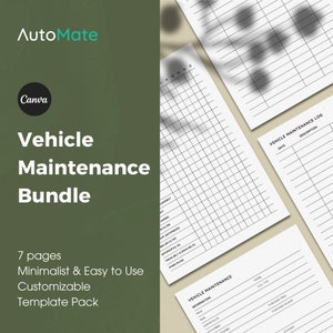 Vehicle Maintenance Bundle • Car Maintenance • Log Vehicle Maintenance Tracker • Auto Mileage Log • Oil Change Tracker • Digital Download
