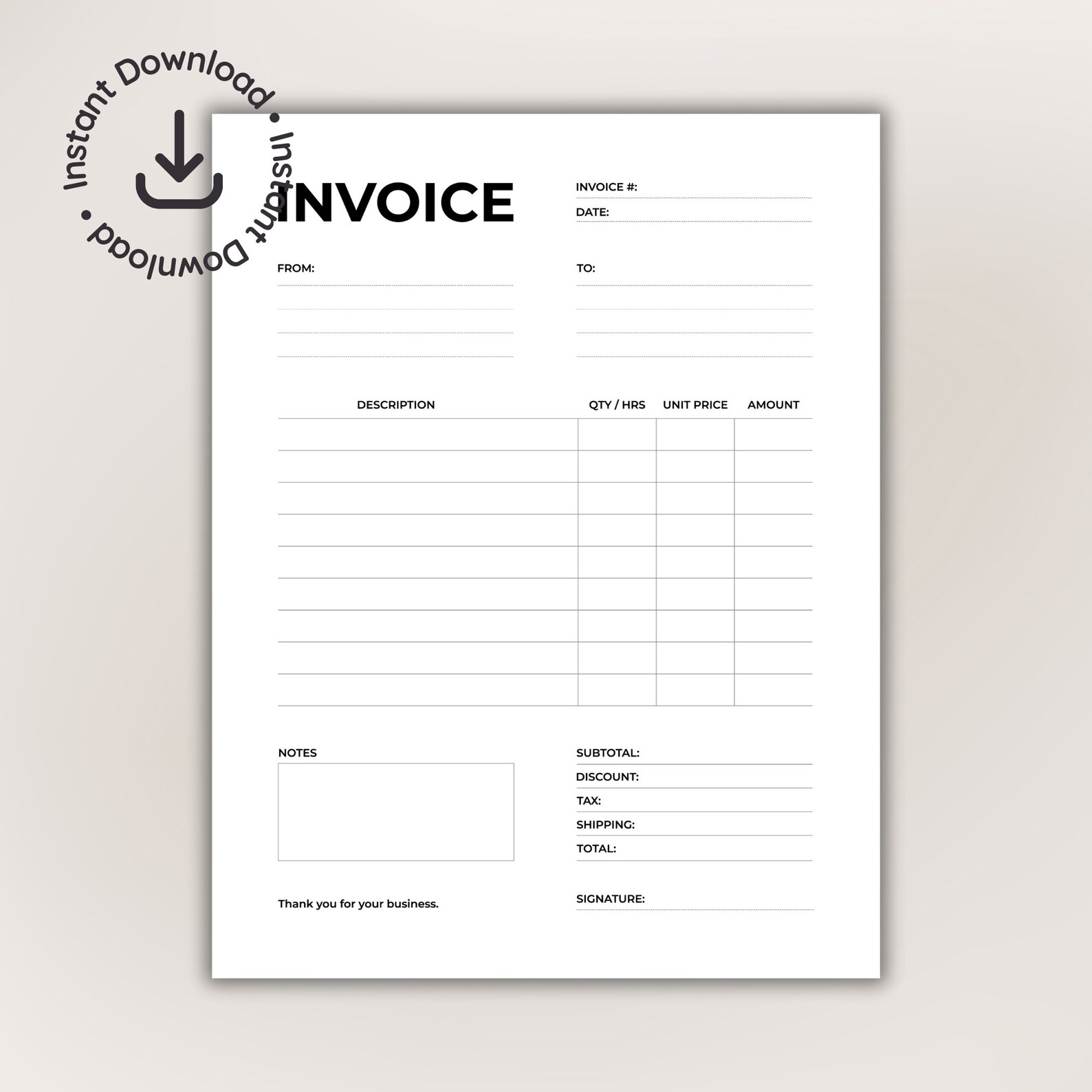 Minimalist Invoice Template • Easy to Use PDF Format for Small ...