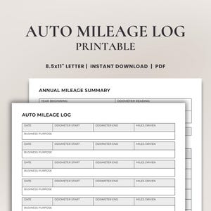 Carnet de bord automobile imprimable • Registre de kilométrage pour petite entreprise • Feuille de journalisation du compteur kilométrique pour les déductions fiscales • Calculateur de kilométrage numérique | PDF imprimable