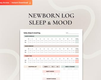 Baby Sleep Tracker Printable & Mood Log: Newborn Daily Sleep Schedule Log, Infant Routine Chart, Baby Schedule PDF, Baby Care Daily Sheet