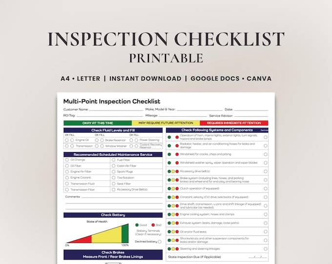 Visual Vehicle Inspection Report | Fillable PDF Multi-point Vehicle ...