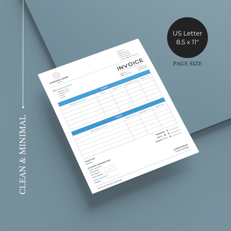 Printable Auto Repair Invoice Template Blank Auto Body Repair Invoice ...