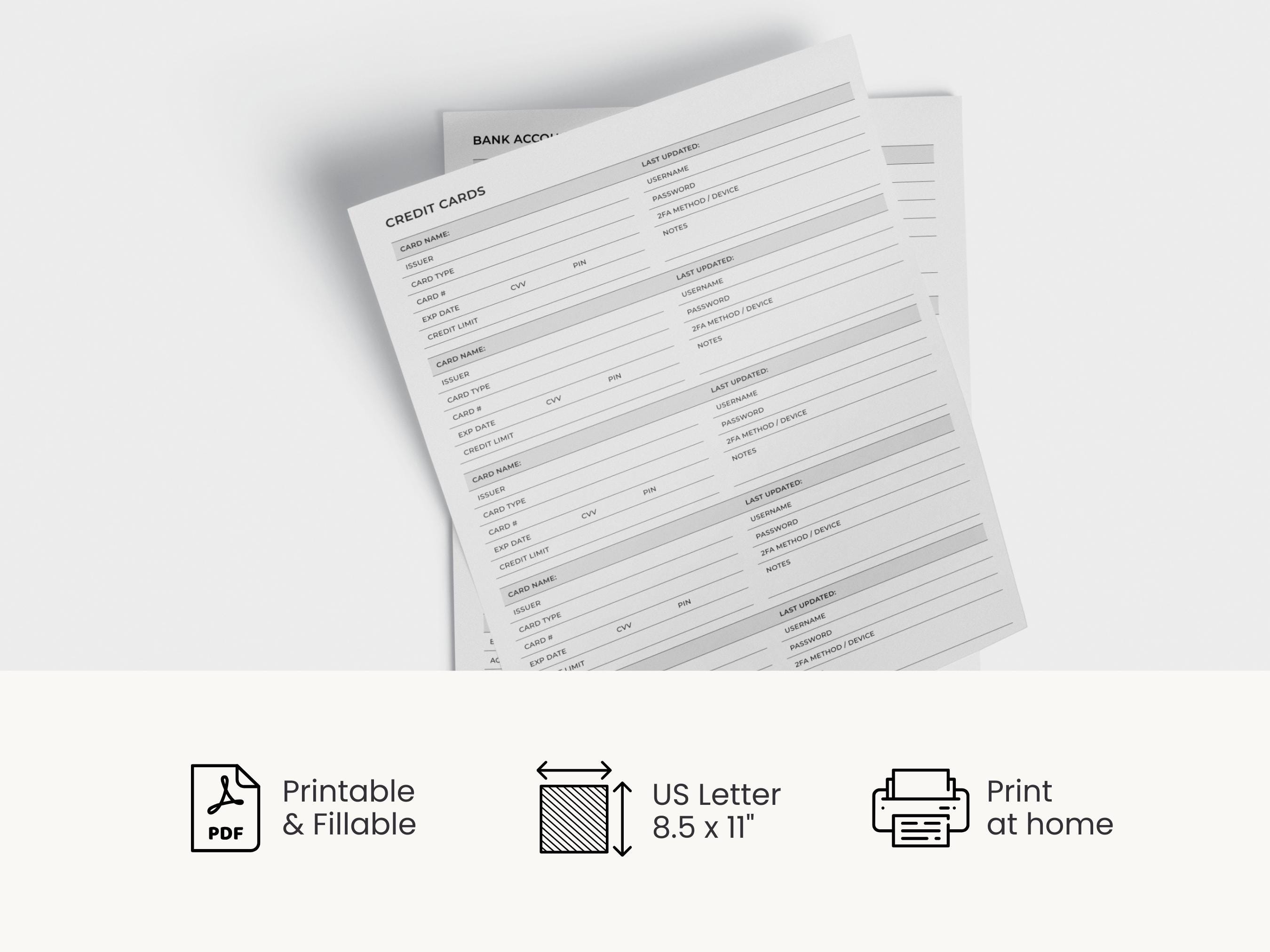 Passwordcards Passwords, Cards & Accounts Log BUNDLE, Password Organizer With Credit ...
