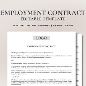 Comprehensive Employment Agreement Template for Small Businesses • Employee Contract Form • Employer-Employee HR Template • Work Agreement