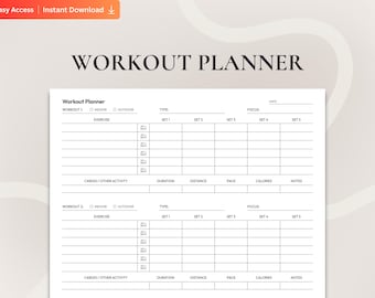 Druckbarer Workout-Planer, ausfüllbarer Fitness-Tracker für Kraft- und Gewichtheben, Workout-Tracker für Fitnesscoaches und Gym-Besucher