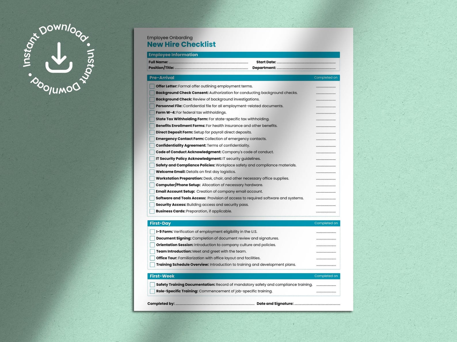 Comprehensive New Hire Checklist • Customizable HR Forms • Digital ...