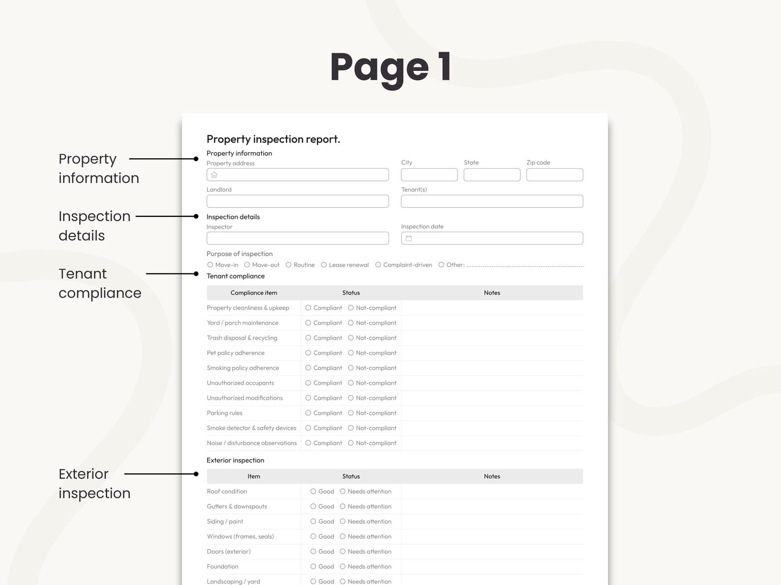 Rental Inspection Report PDF, Printable and Fillable Fillable Property ...