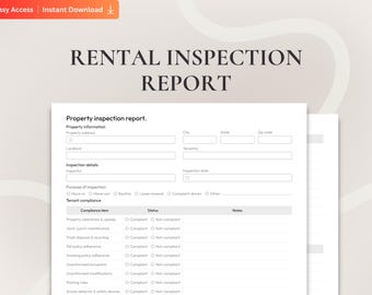 Rental Inspection Report PDF, Printable and Fillable Fillable Property Checklist for Landlords, Home Condition Form for Property Managers