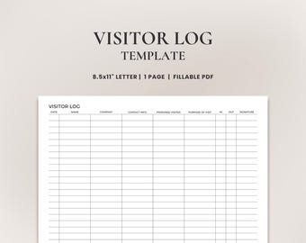 Printable Visitor Sign In Sheet Template • Guest Check In Logbook • Visitor Log Book for Office, Clinic or Events • Visitor Tracker | PDF