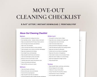 Move-Out Cleaning Checklist Printable • Cleaning List for Renters Moving Out • Moving Out Cleaning Planner • End of Lease Cleaning | PDF