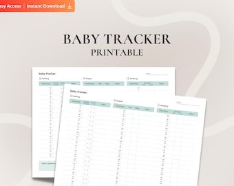 Baby Tracker stampabile per la routine quotidiana di cura del neonato, registro di alimentazione, sonno e pannolini, modello di programma digitale per neonati, foglio di organizzazione della cura del bambino