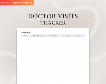 Printable Doctor Visit Log: Medical Appointment Tracker (Fillable PDF Template, US Letter Size)