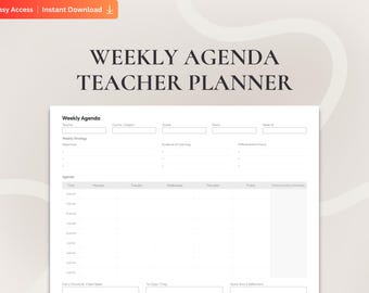 Weekly Agenda for Teachers, Weekly Time-Blocking Teacher Planner, Teacher Weekly Schedule, Block Schedule Planner, Homeschool Weekly Planner
