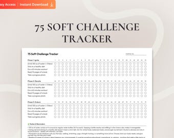 75 Soft Challenge Tracker Printable and Fillable PDF, 75 Day Habit Tracker, Checklist Scheduler for 75 Soft, 75 Day Soft Challenge Chart