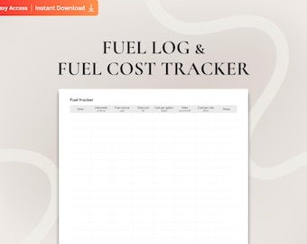 Fuel Log & Fuel Cost Tracker, Gas Mileage and Vehicle Fuel Tracker Template, Fuel Expense Tracker, Printable Fillable US Letter Size PDF