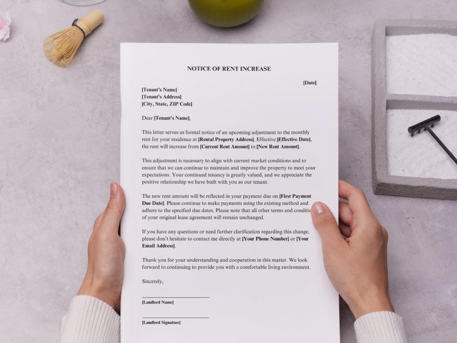 Rent Increase Notice Template • Editable Rent Increase Letter Form for ...