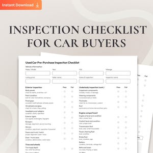 Gebrauchtwageninspektionscheckliste, Fahrzeuginspektionsformular vor dem Kauf, druckbare Fahrzeugcheckliste PDF für Käufer, Checkliste für den Autokauf Bild 1