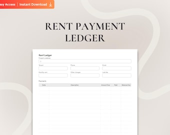 Rental Ledger Template, Rent Payment Ledger Printable, Landlord Bookkeeping Tracker, Rental Income Log Sheet, Tenant Rent Payment Record