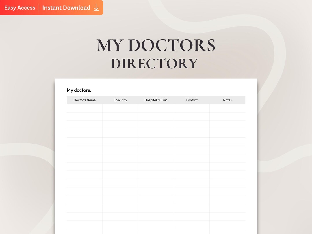 Sample Patient Directory.pdf Printable Doctors Directory: Medical Contact Organizer for Caregivers ...