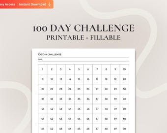 100 Day Challenge Tracker Printable, Daily Habit Tracker PDF, Long Term Goal Planner Sheet, Digital Productivity Journal, Motivation Tracker